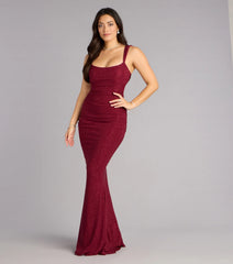 Aileen Glitter Knit Lace-Up Mermaid Dress