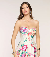 Nyla Satin Floral A-Line Formal Dress
