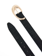 Black Croc Print Belt