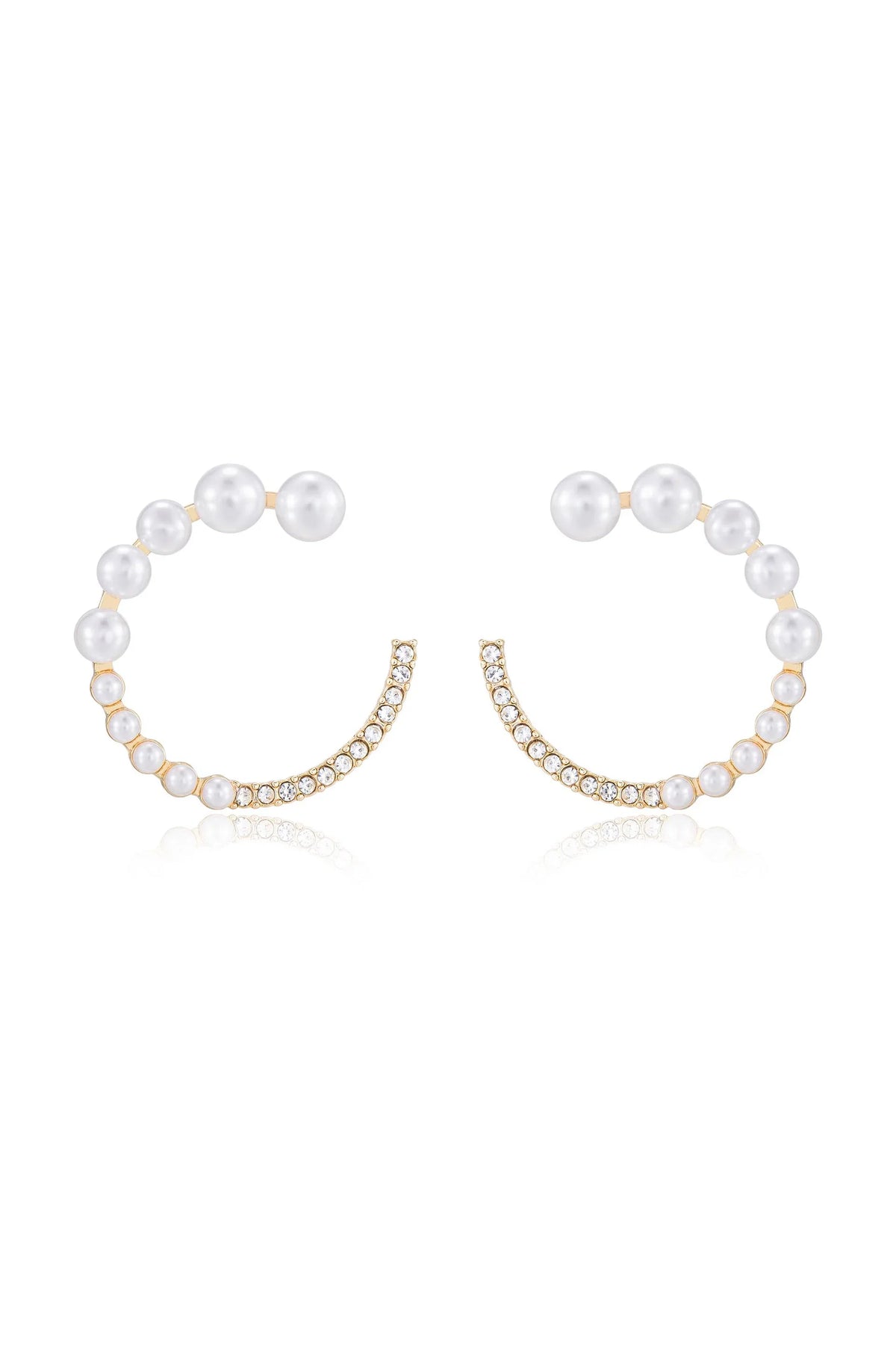 Chic Pearl And Crystal Open Circle Earrings