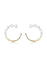 Chic Pearl And Crystal Open Circle Earrings