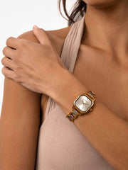 Classic Square Mixed Metal Bracelet Watch