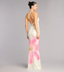 Maia Floral Print Sequin Mermaid Dress