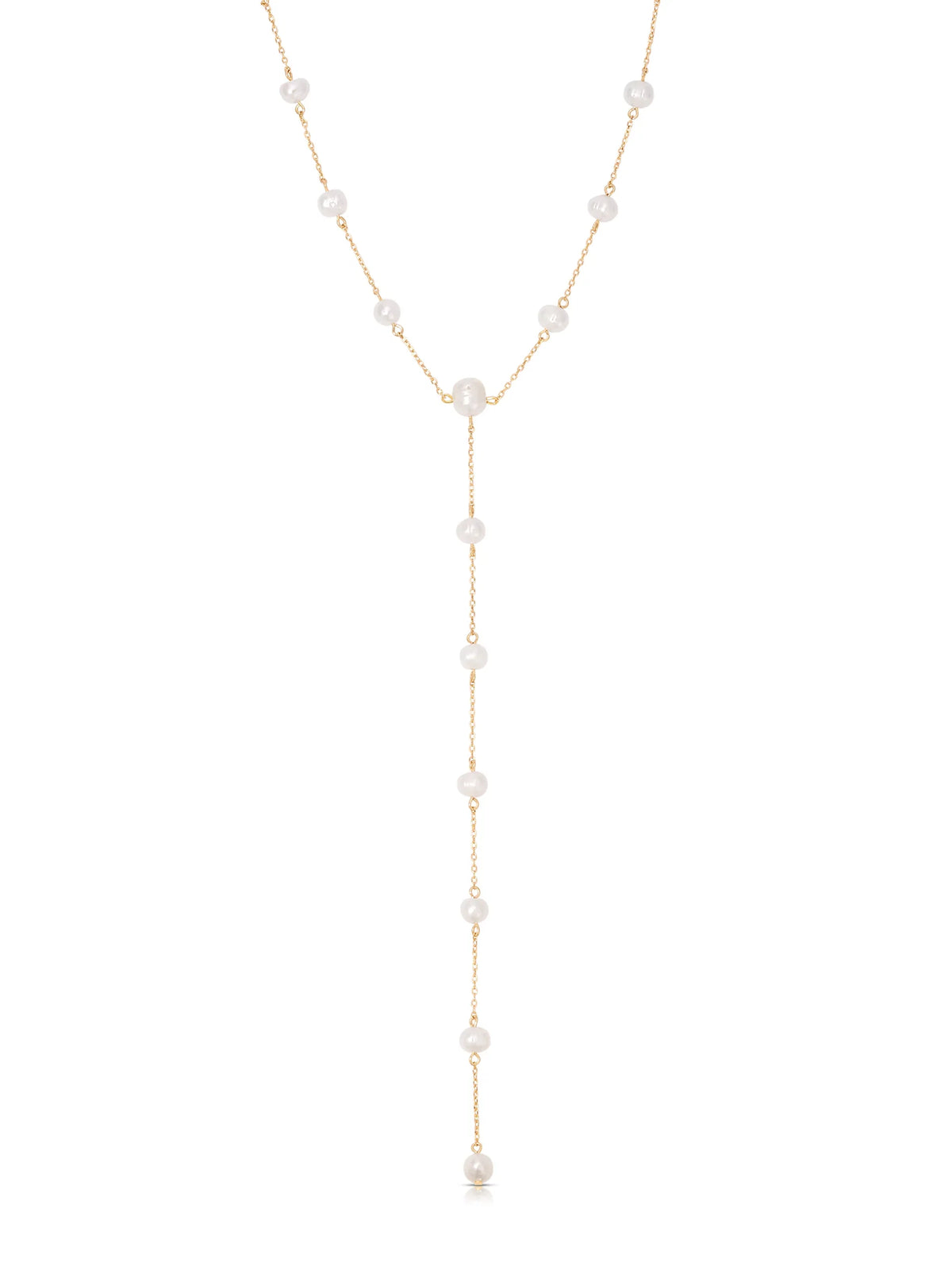 Dripping Pearl Lariat Necklace