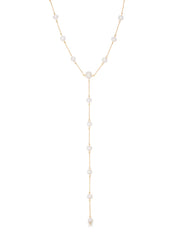 Dripping Pearl Lariat Necklace