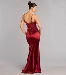 Gigi Satin Sequin Lace Formal Dress