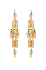 Oval Dome Baguette Dangle Earrings
