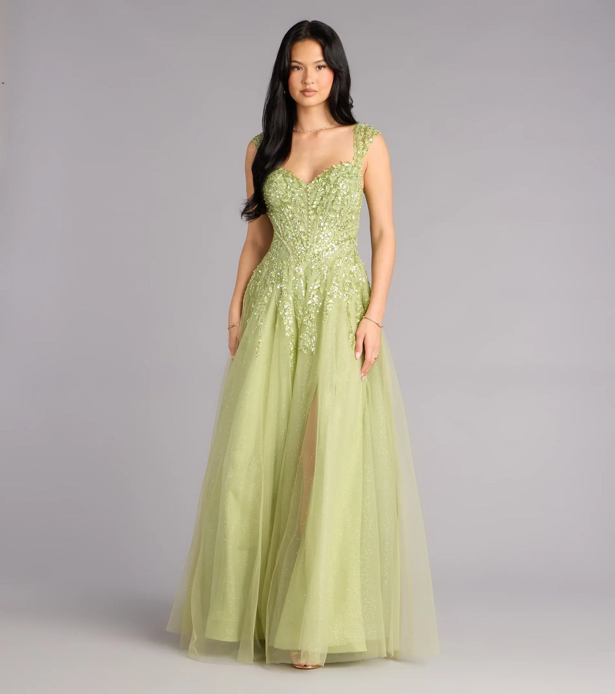 Ashley Applique Lace-Up Tulle Ball Gown