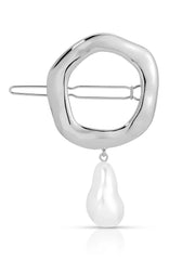Open Circle Pearl Barrette