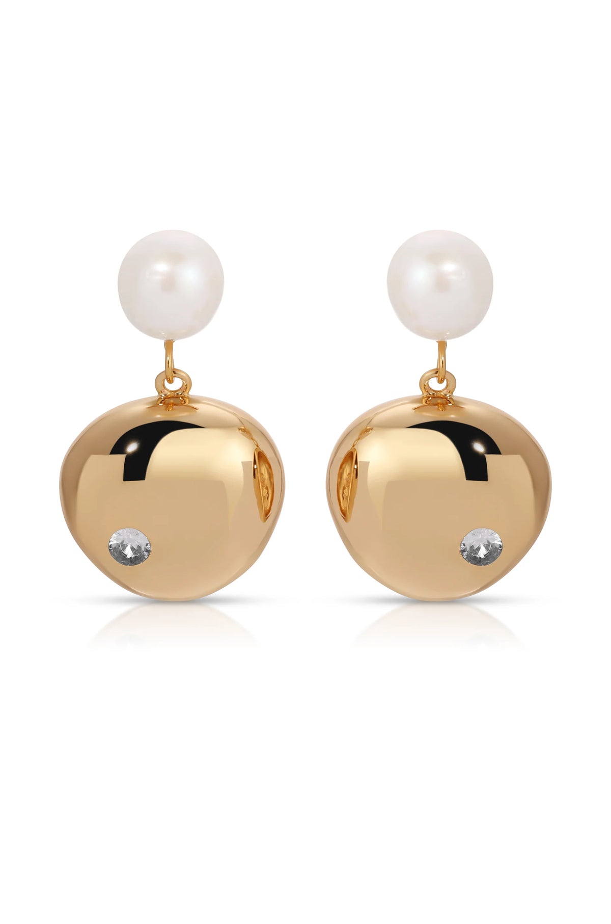 Large Pebble and Pearl Dangle Earrings