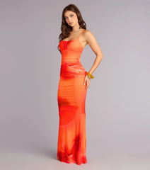 Amy Floral Rhinestone Mesh Formal Dress