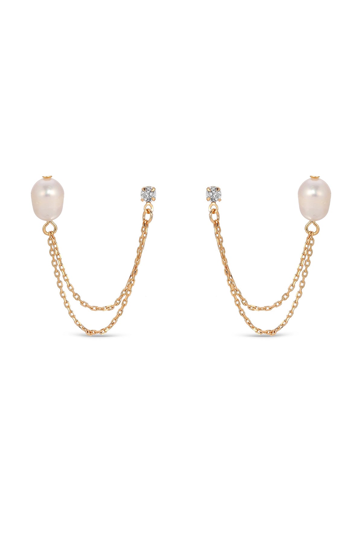 Double Piercing Freshwater Pearl Earring