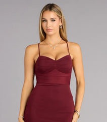 Khloe Mesh Lace-Up Mermaid Formal Dress