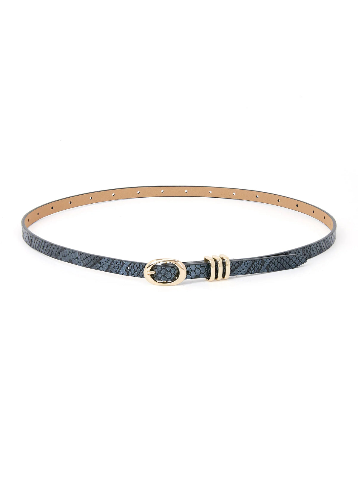 Classic Skinny Belt in Grey Snake