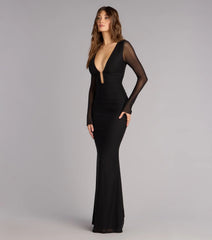 Eileen Mesh Long Sleeve Mermaid Formal Dress