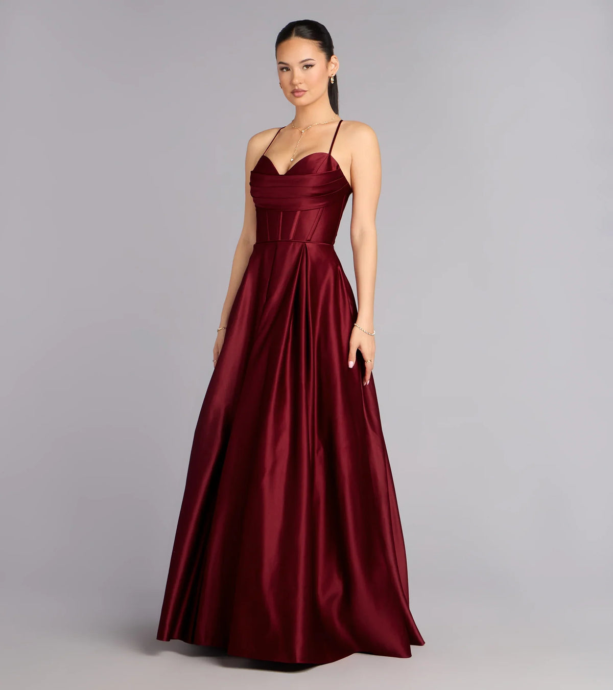 Kaitlynn Satin Lace-Up Ball Gown
