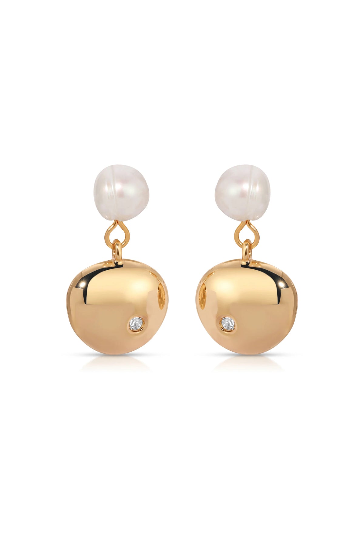 Small Pebble and Pearl Dangle Earrings