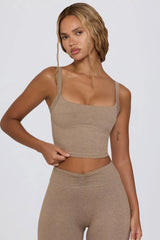 Cropped Tank Top In Mocha Marl
