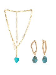 Turquoise Heart Lariat Set