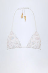 Charm-Detail Triangle Bikini Top In White