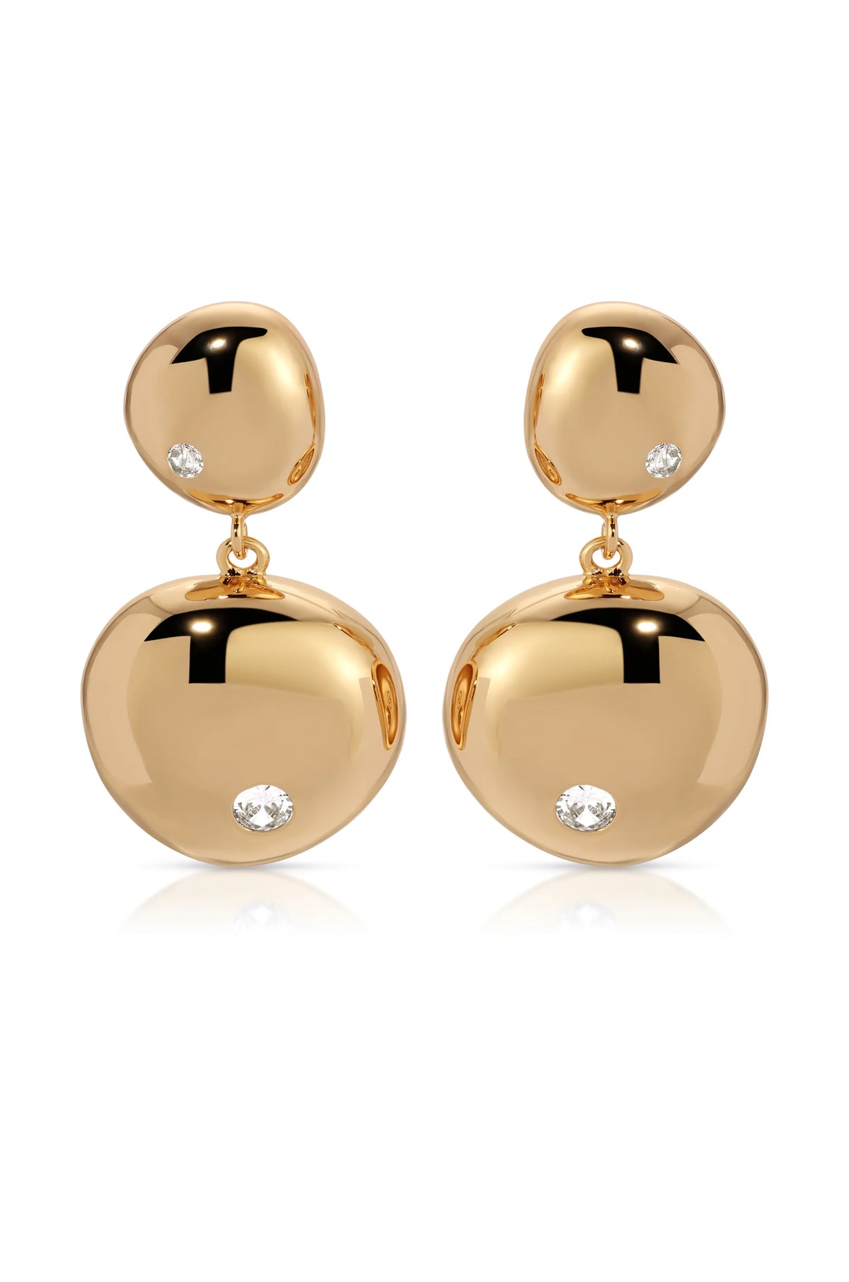 Polished Double Pebble Drop Earrings