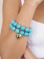 Luck and Love Turquoise Heart Bracelet Set