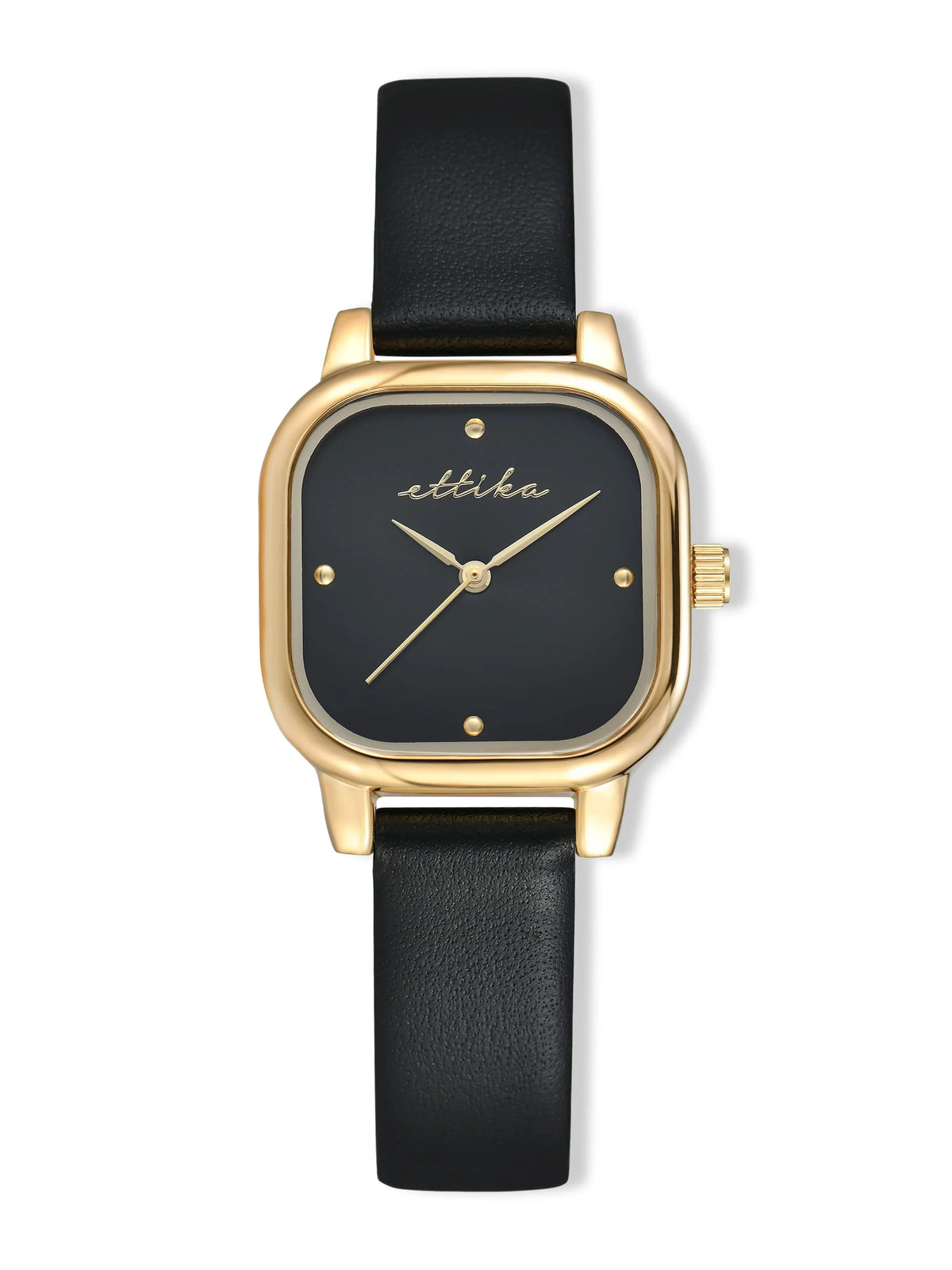 Classic Square Black Leather Watch