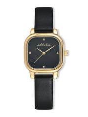 Classic Square Black Leather Watch