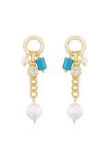 Pearl and Charm Dangle Earrings