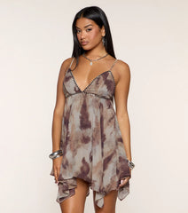 Miss Me Yet Abstract Babydoll Mini Dress