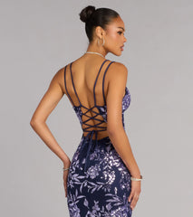 Angela Floral Sequin Formal Dress