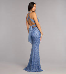 Kate Sequin Chiffon Tie Mermaid Formal Dress