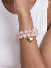 Luck and Love Rose Heart Bracelet Set