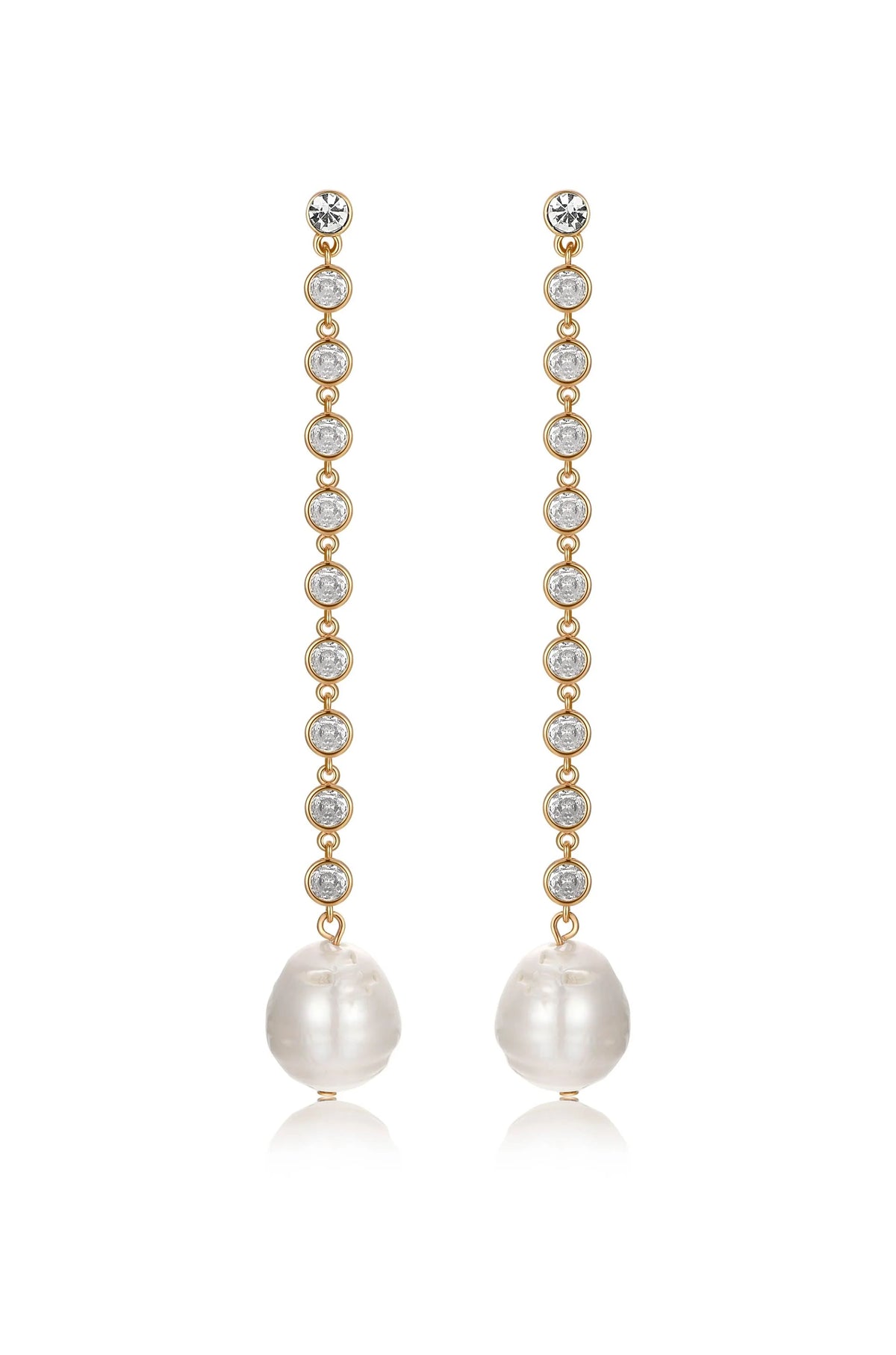 Crystal Chain Pearl Drop Earrings