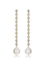 Crystal Chain Pearl Drop Earrings
