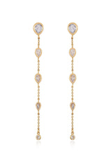 Dainty Bezel Crystal Dangle Earrings