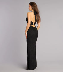 Esther Glitter Cutout Slit Formal Dress