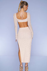 Embellished Maxi Skirt In Blush