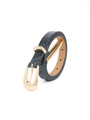 Modern Saddle Belt in Grey Snake