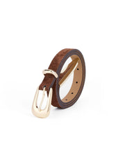 Modern Saddle Belt in Warm Truffle