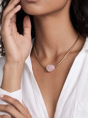 Beaded Rose Nugget Necklace