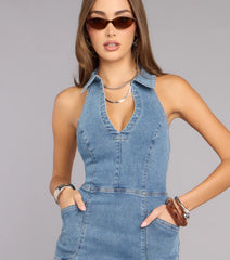 City Girl Denim Halter Mini Dress