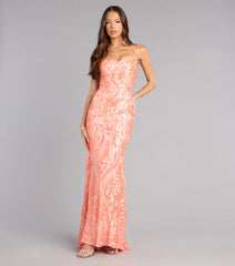 Janie Sequin Lace-Up Formal Dress