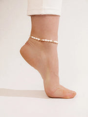 Freshwater Pearl Polished Pebble Anklet
