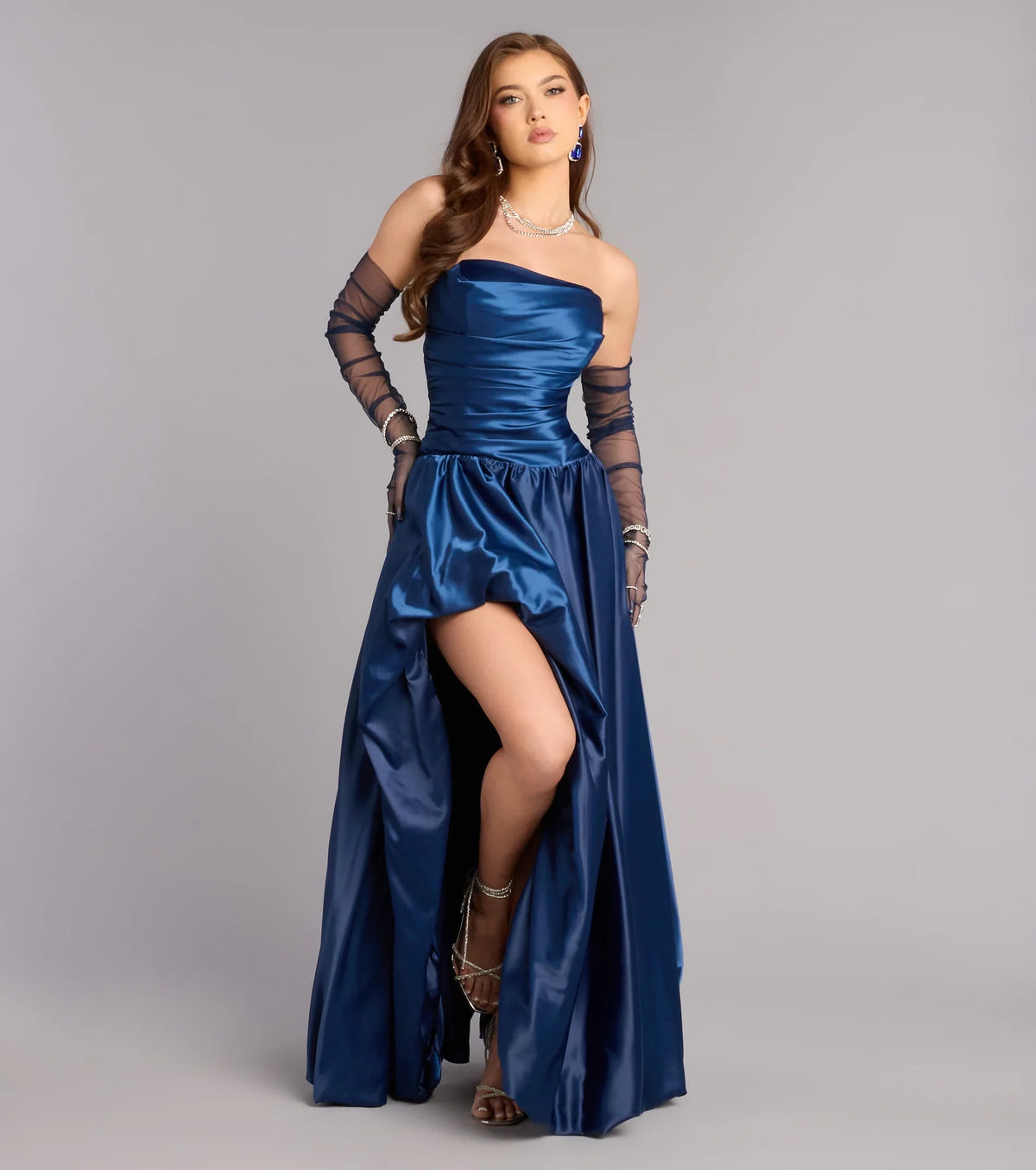 Grace Satin A-Line Bubble Formal Dress