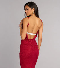 Amelie Ruched Glitter Knit Mermaid Dress
