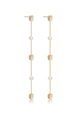 Pearl and Crystal Linear Earrings