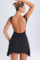 Draped Open-Back Mini Dress In Black