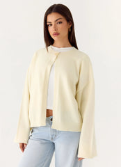 Annie One Button Cardigan - Ivory Cream