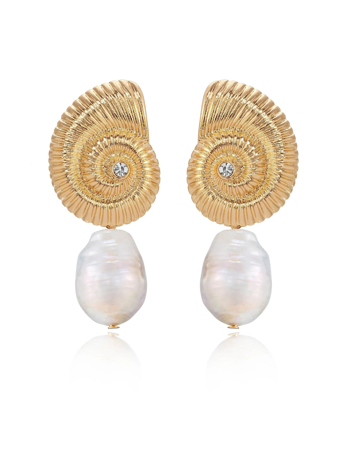 Nautilus Shell Freshwater Pearl Earrings